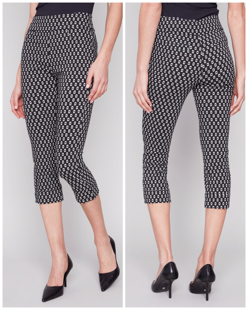 Charlei B Pull On Pants With Square Pattern