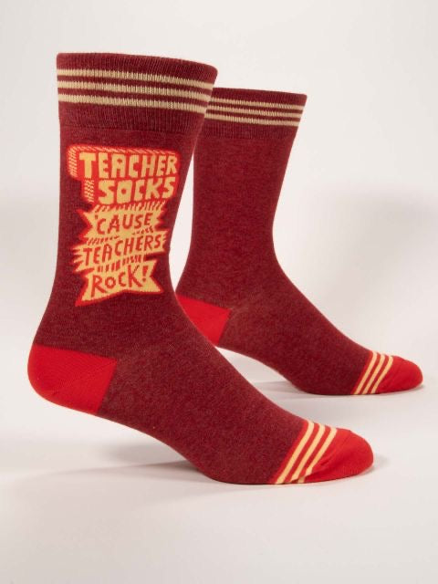 Blue Q Mens Crew Socks "Teacher Socks 'Cause Teachers Rock"