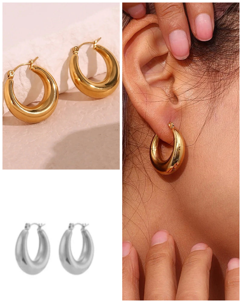 Silver And Gold Hallow Hoops