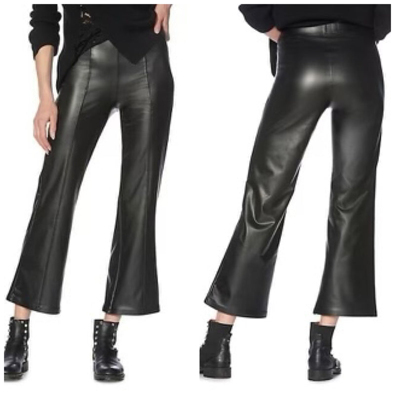 HUE Leather High Rise Cropped Flare