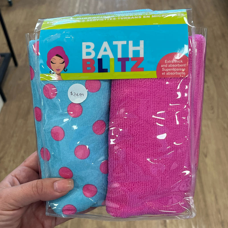 Bath Blitz Microfiber Turban Towel 2 pack