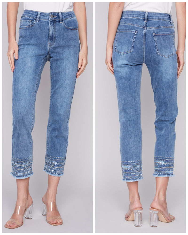 Charlie B Jeans With Embroidered Ankle Design
