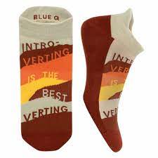 Blue Q Sneaker Socks "Intro-verting Is The Best Verting"