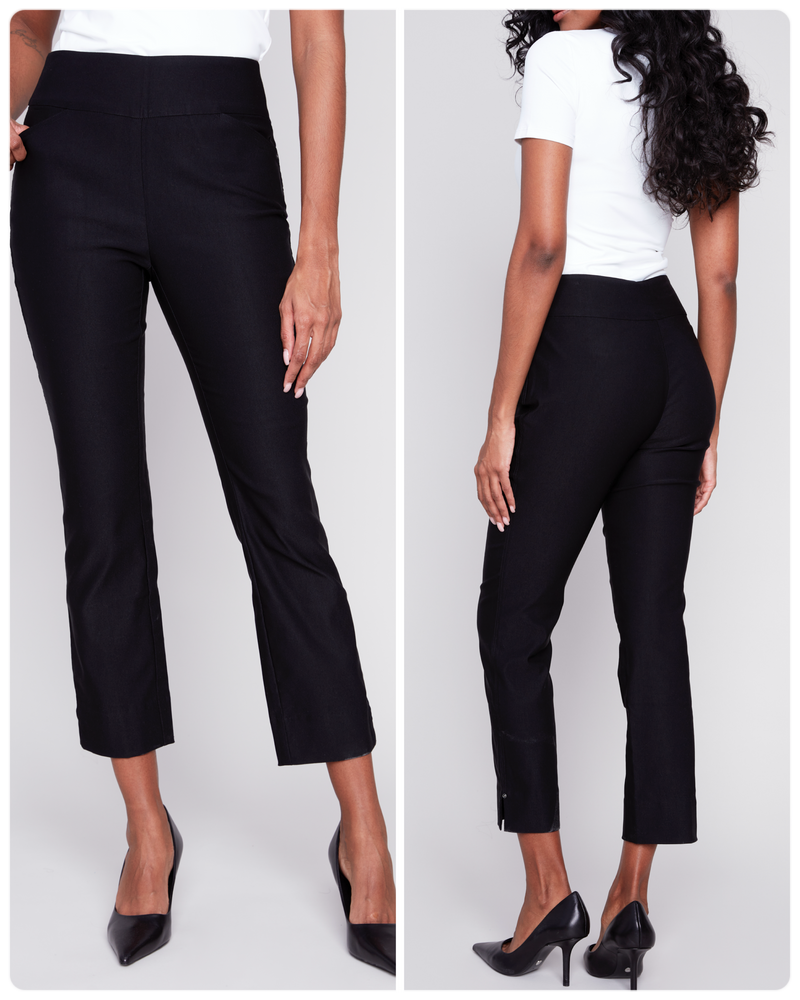 Charlie B Black Capri With Pockets And Ankle Slits