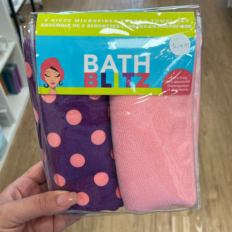 Bath Blitz Microfiber Turban Towel 2 pack