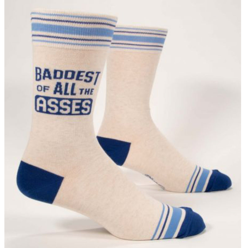 Blue Q Mens Crew Socks "Baddest Of All The Asses."