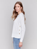 Charlie B Cream Sweater With Side Buttons