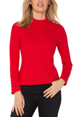 Liverpool Mock Neck With Buttons Tango Red