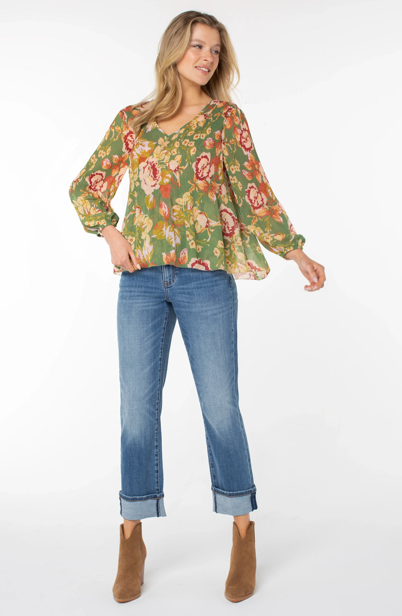 Liverpool Pleated Flowy Blouse