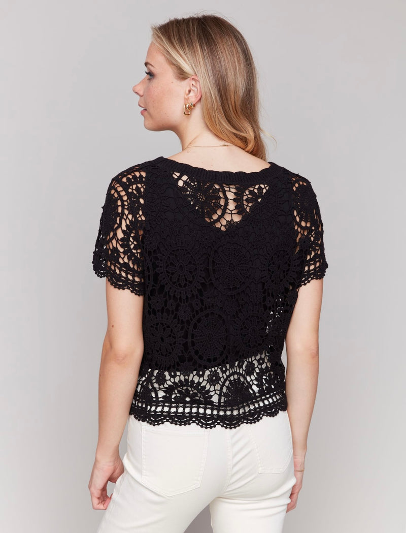 Charlie B Crochet Black Top