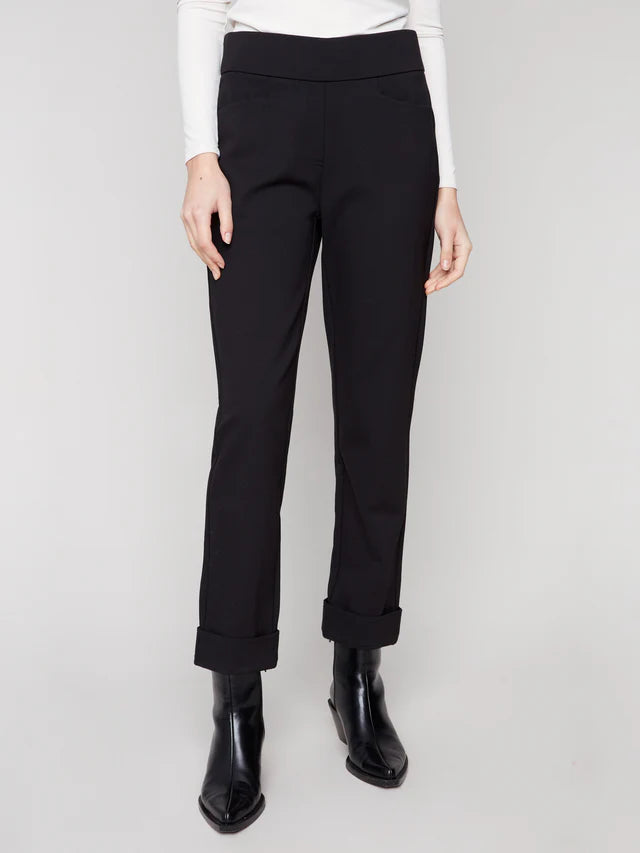Charlie B Black Pull On Straight Leg Pants