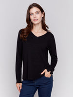 Charlie B Super Soft V Neck Sweater Black