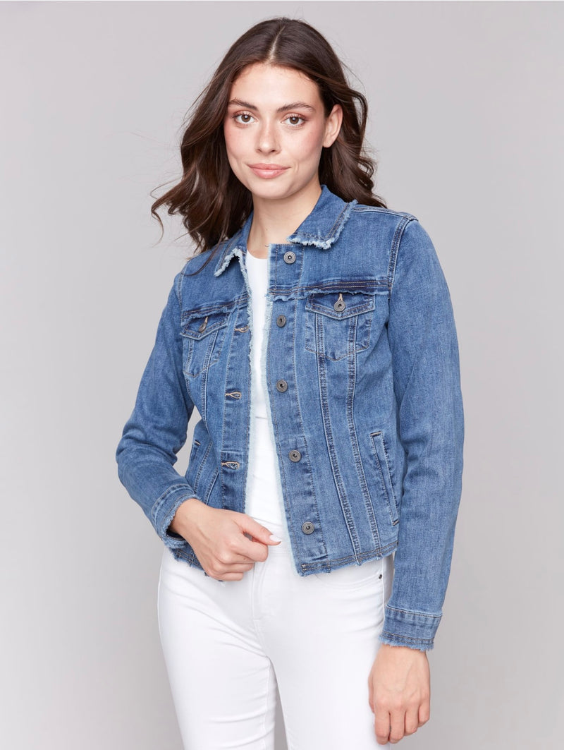 Charlie B Fringe Denim Jacket