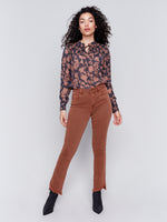 Charlie B Straightleg Assymetrical Raw Hem Jean Terracotta