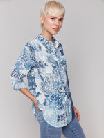 Charlie B Button Up Blouse Blue