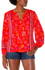 Liverpool Peasant Style Red Floral Blouse