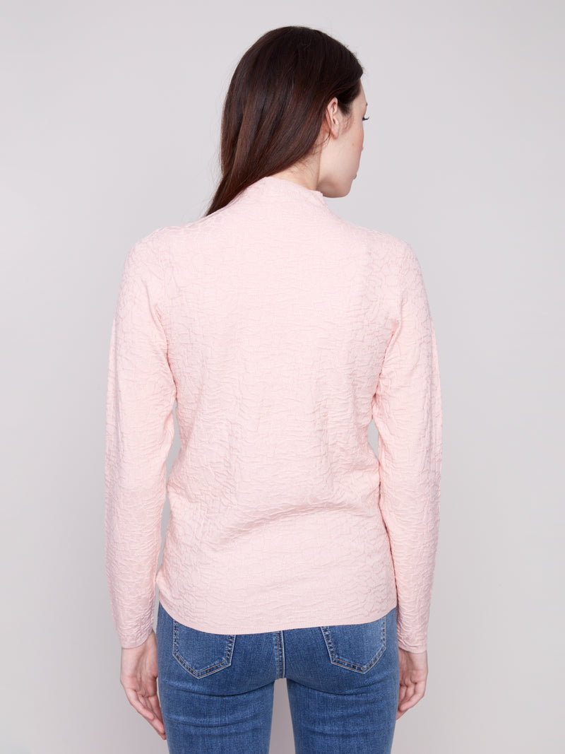 Charlie B Light Long Sleeve Textured Top Ballet Pink