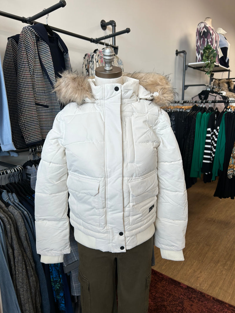 Point Zero Hooded Extra Warm Bomber White