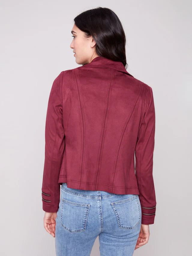Charlie B Faux Suede Cabernet Jacket