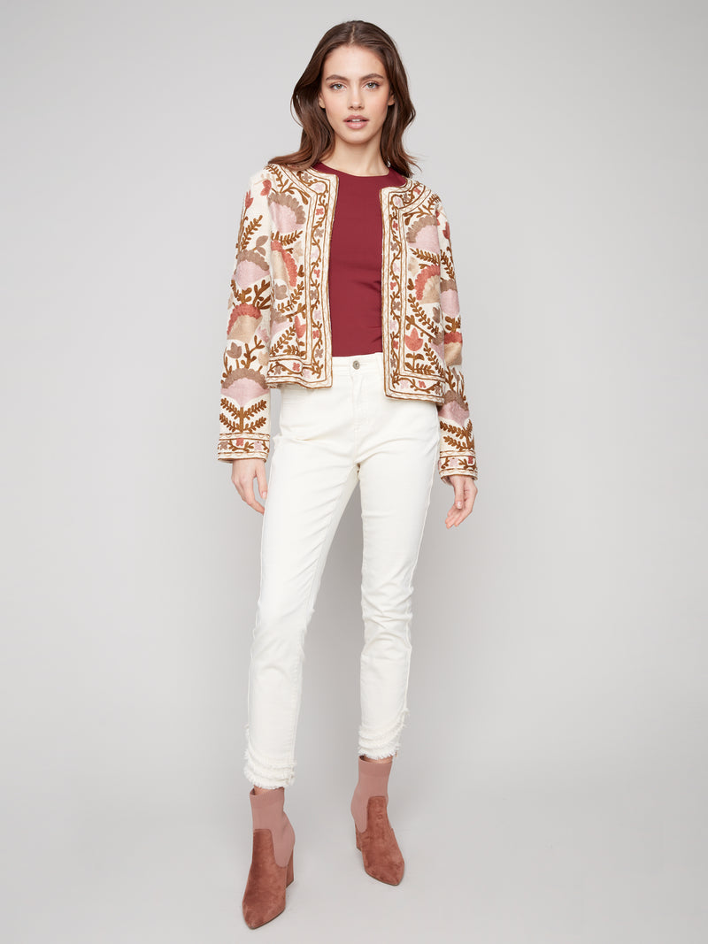 Charlie B Botton Weave Embroidered Jacket