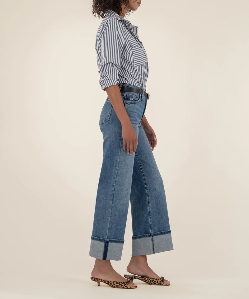 KUT Meg Leg Rolled Hem Jeans Incontrovertable Wash