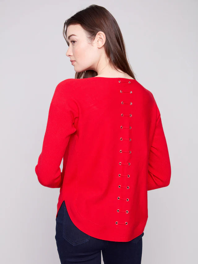 Charlie B Crimson Pocket Sweater
