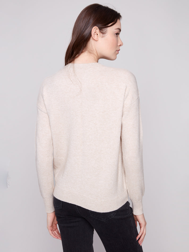 Charlie B Oat Sweater With Floral Detail