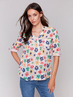 Charlie B Linen Blouse Daisies