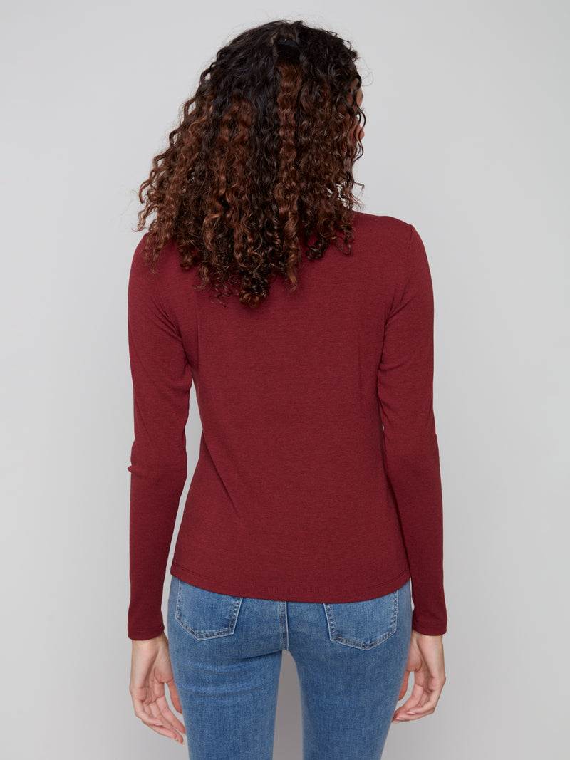 Charlie B Long Sleeve Mock Neck Cabernet