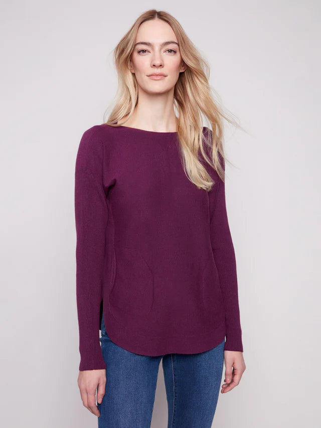 Charlie B Berry Sweater With Pockets
