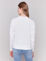 Charlie B Cream Sweater With Side Buttons