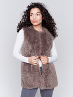 Charlie B Faux Fur Vest Taupe