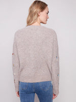 Charlie B Light Brown Sweater With Flower Embroidery