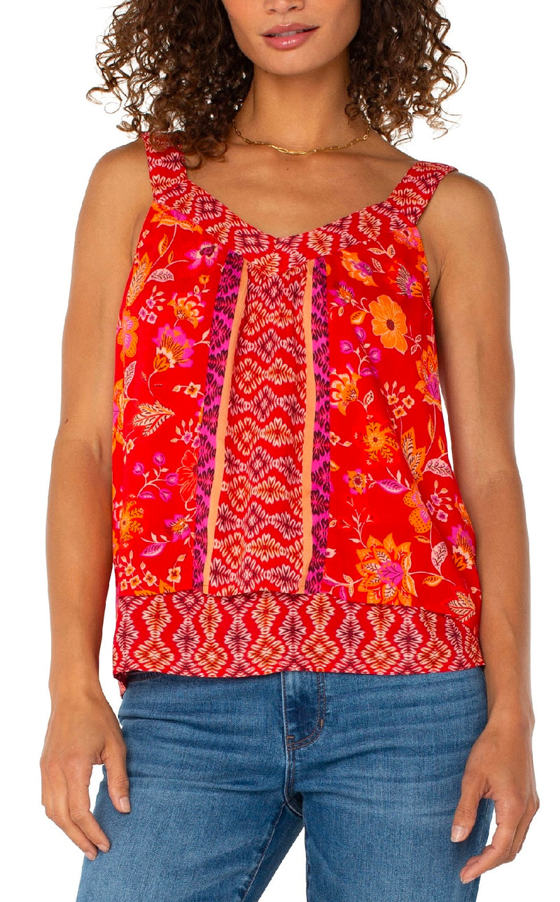 Liverpool Red/Orange Flowy Floral Tank Top