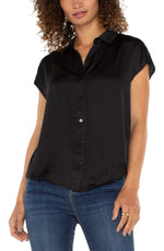 Liverpool Black Silk Feel Short Sleeve Blouse