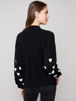 Charlie B Black Sweater With White Heard On Sleeve