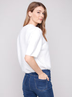 Charlie B Short Sleeve Sweater White