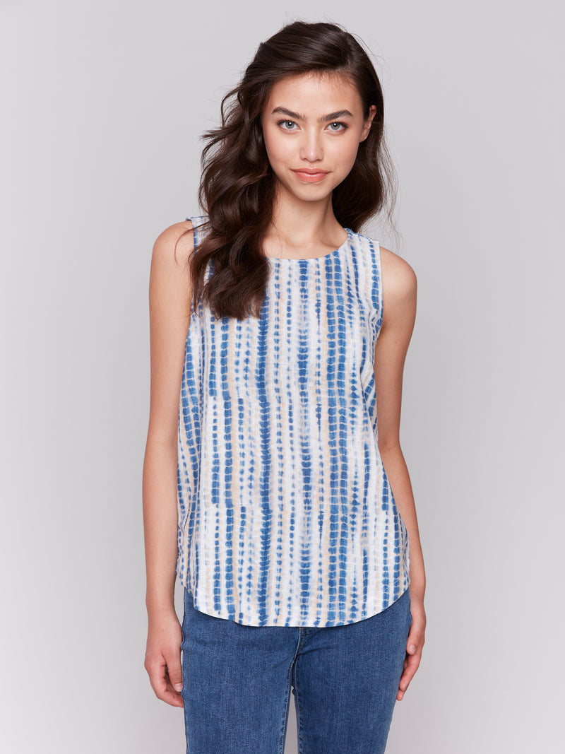 Charlie B Blue Tie Dye Linen Tank Top
