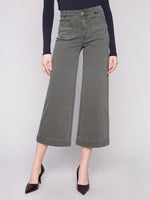 Charlie B Wide Leg Crop Patch Pocket Jeans Spruce