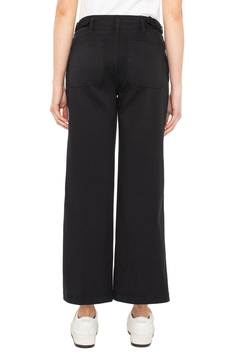 Liverpool Onyx Wide Leg Pant With Cinched Waist