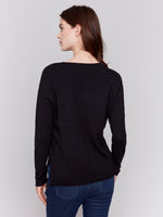 Charlie B Super Soft V Neck Sweater Black