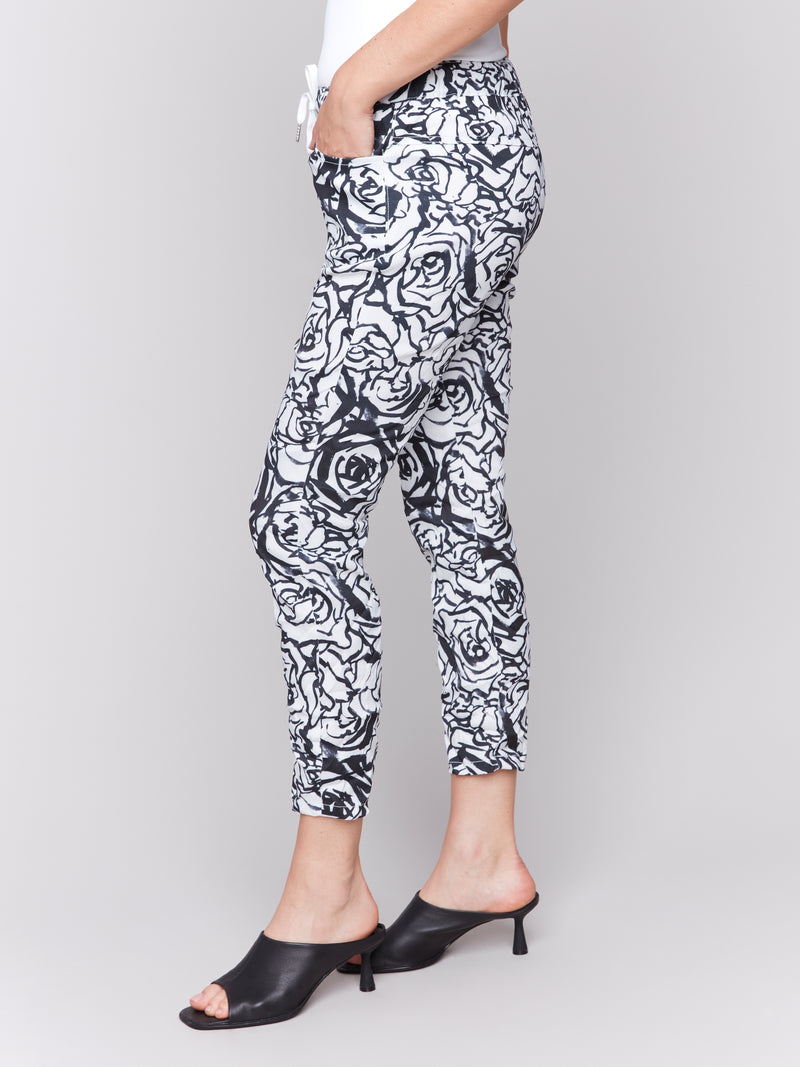 Charlie B Crinkle Jogger Black/White Print