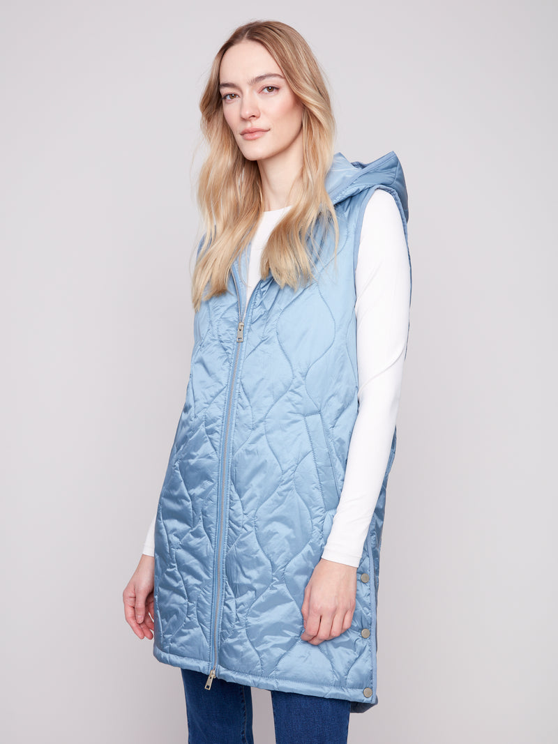 Charlie B Pearlized Long Vest Oxford
