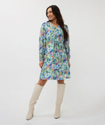 Esqualo Green  Floral Button Up Dress With Waist Tie