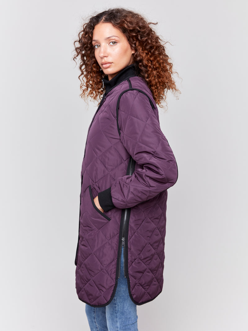 Charlie B Quilted Jacket Plum