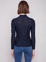 Charlie B Navy And Black Rose Top