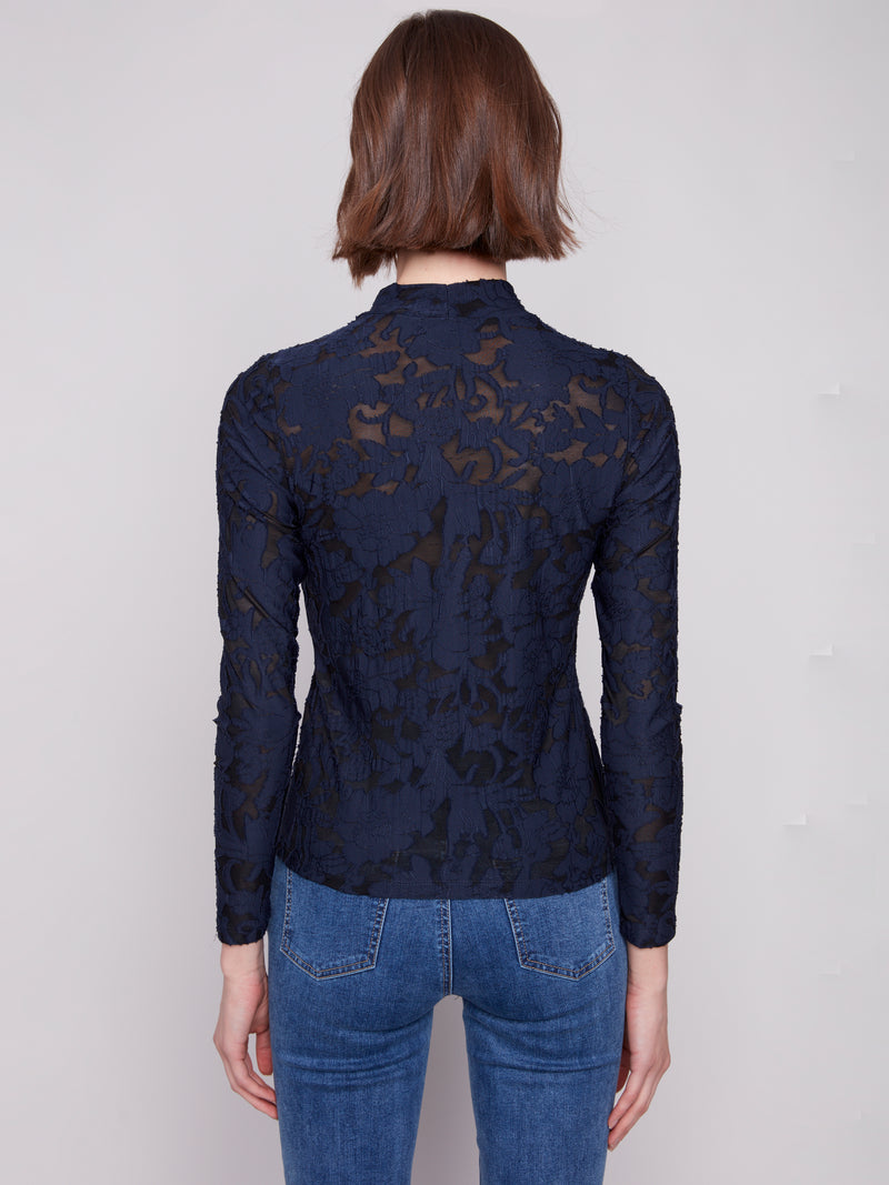 Charlie B Navy And Black Rose Top