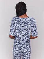 Charlie B V Neck Arabesque Blouse