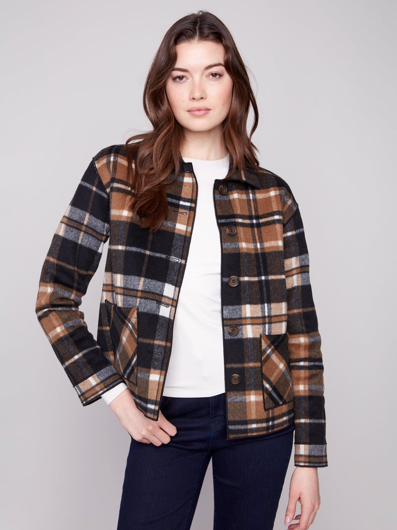 Charlie B Reversible Jacket Cocoa Plaid