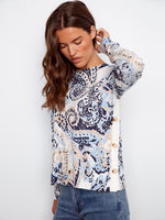 Charlie B Drop Shoulder Longsleeve Sweater With Side Buttons Rococo print